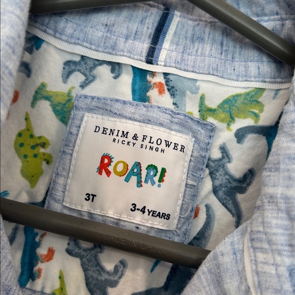 Denim & Flower Light Blue Kids Button Down Shirt - Picture 2 of 4